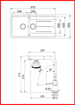 FRANKE KAMPANYALI  BASIS BFG 651 1,5 GÖZLÜ STONE GREY GRANİT EVİYE