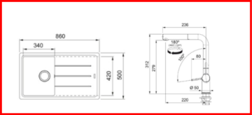 FRANKE KAMPANYALI BASIS BFG 611 TEK GÖZLÜ SLATE GREY GRANİT EVİYE+ARMATÜR