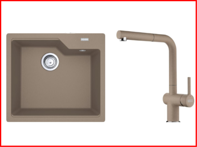 FRANKE KAMPANYALI URBAN UBG 610-56 TEK GÖZLÜ OYSTER GRANİT EVİYE+ARMATÜR