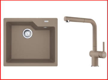 FRANKE KAMPANYALI URBAN UBG 610-56 TEK GÖZLÜ OYSTER GRANİT EVİYE+ARMATÜR