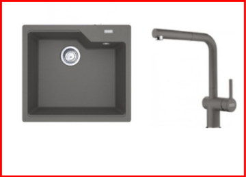 FRANKE KAMPANYALI URBAN UBG 610-56 TEK GÖZLÜ STONE GREY GRANİT EVİYE+ARMATÜR