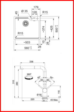 FRANKE KAMPANYALI URBAN UBG 610-56 TEK GÖZLÜ SAHARA GRANİT EVİYE+ARMATÜR