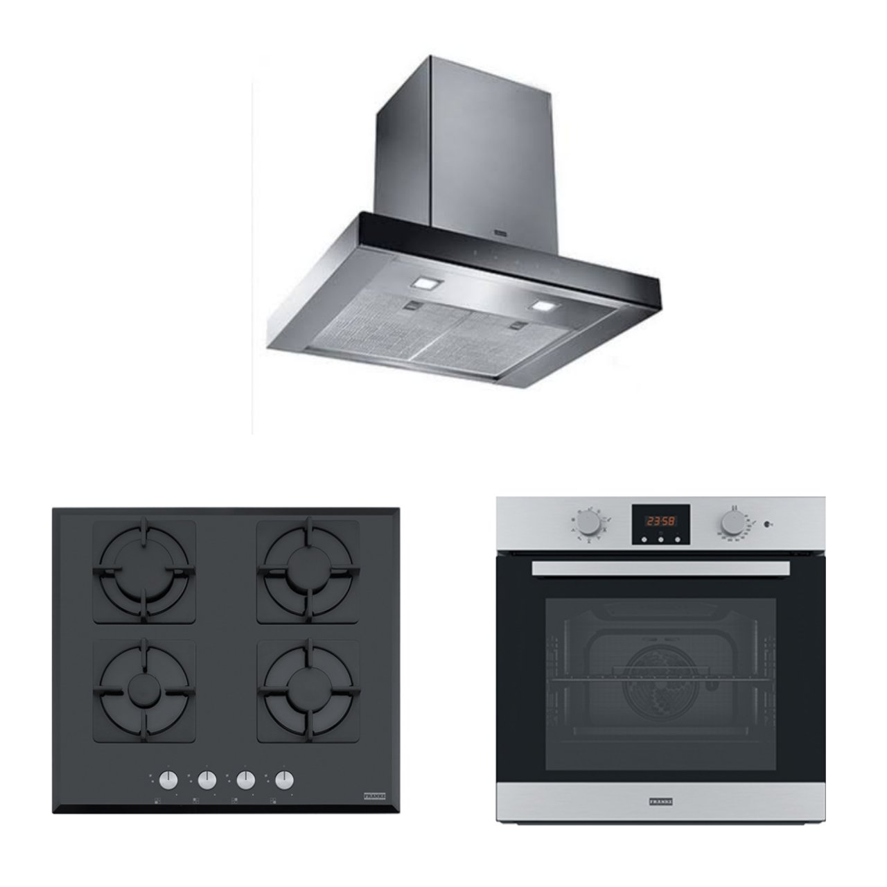 FRANKE FCR 625 TC BK/XS NG/600 DAVLUMBAZ FHNS 604 4G BK C OCAK FSL 86 H XS FIRIN İNOX-SİYAH ANKASTRE SET