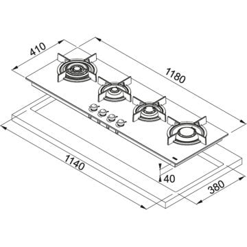 FRANKE FHCR 1204 3G TC HE BK C B BLACK GLASS OCAK