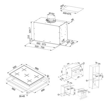 FRANKE FBFE BK MATT A70 ASPİRATÖR FHNS 705 4G TC BK C OCAK FSL 86 H BK FIRIN SİYAH ANKASTRE SET​