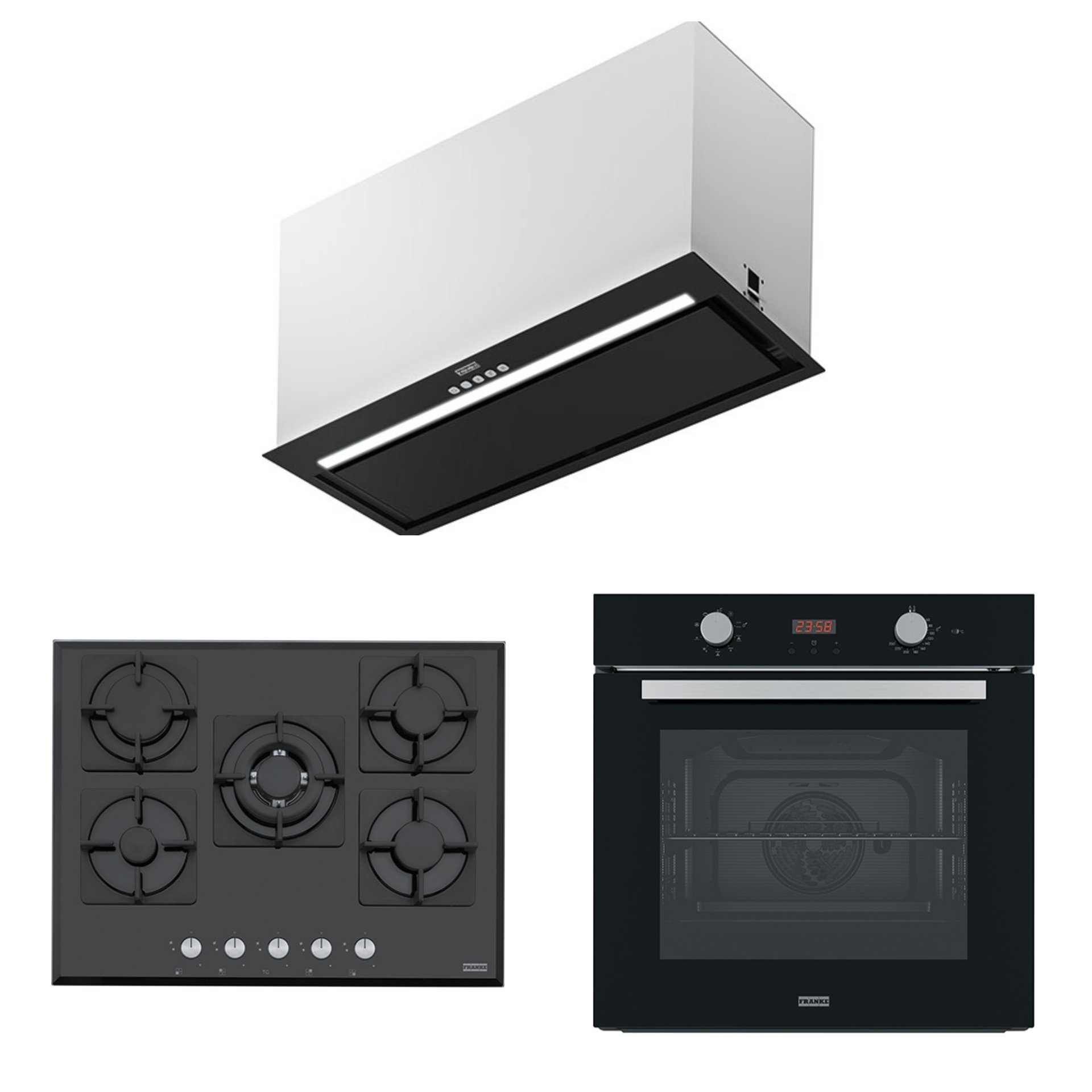 FRANKE FBFE BK MATT A70 ASPİRATÖR FHNS 705 4G TC BK C OCAK FSL 86 H BK FIRIN SİYAH ANKASTRE SET​