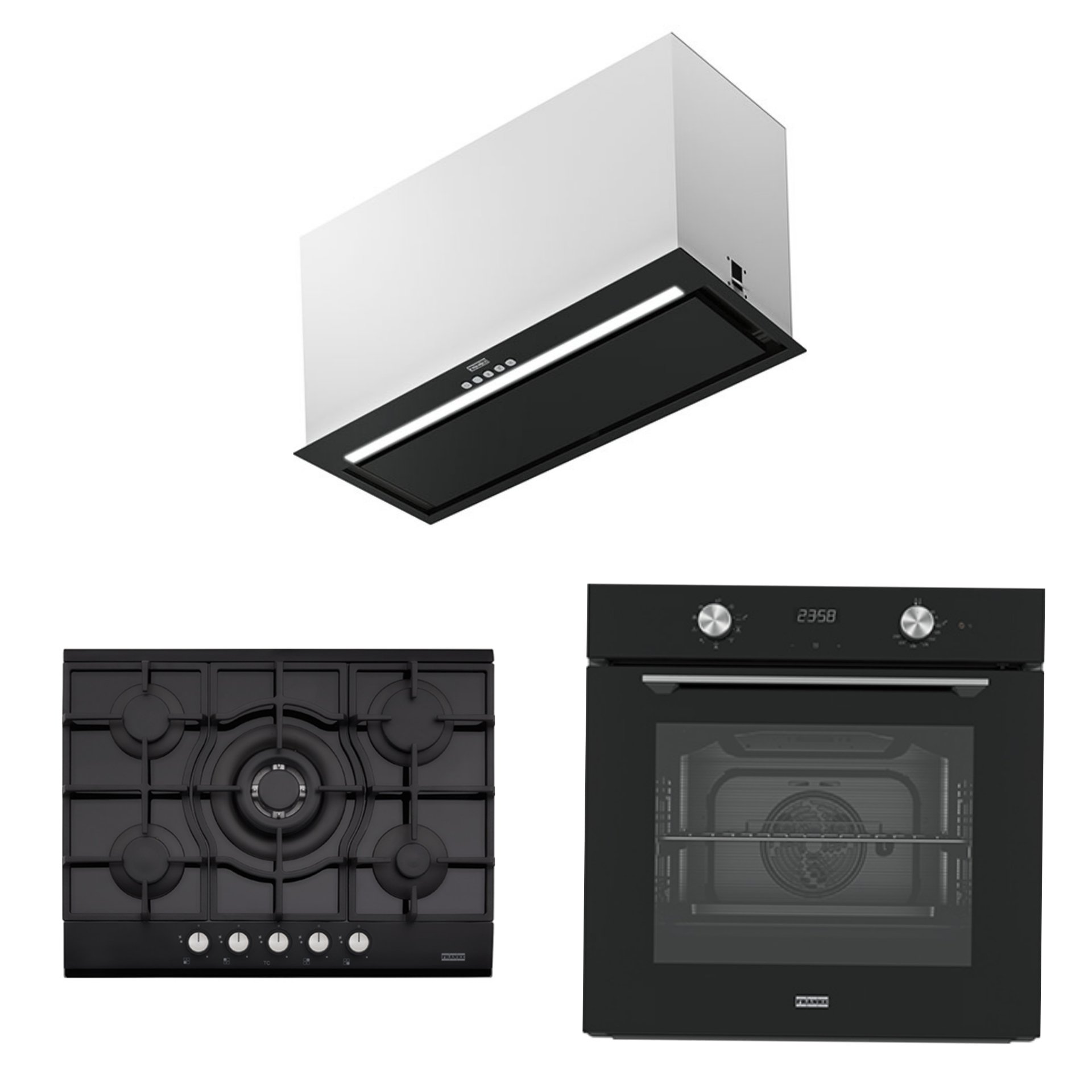 FRANKE FBFE BK MATT A70 ASPİRATÖR FHNG 705 4G TC BK C OCAK FMA 86 H BK FIRIN SİYAH ANKASTRE SET